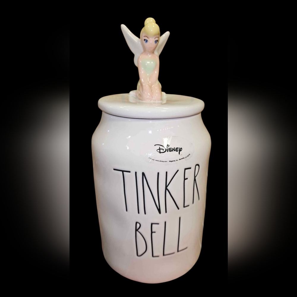 Rae Dunn Disney Tinker Bell Ivory Canister Cookie Jar 9.5" x 4.5"
